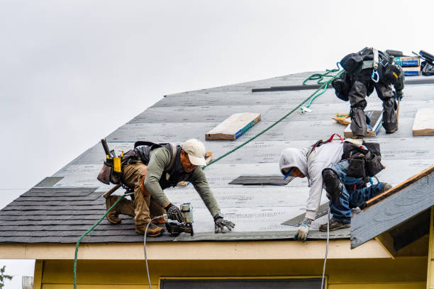 Professional Gutter Installation technician working in White Cloud, MI